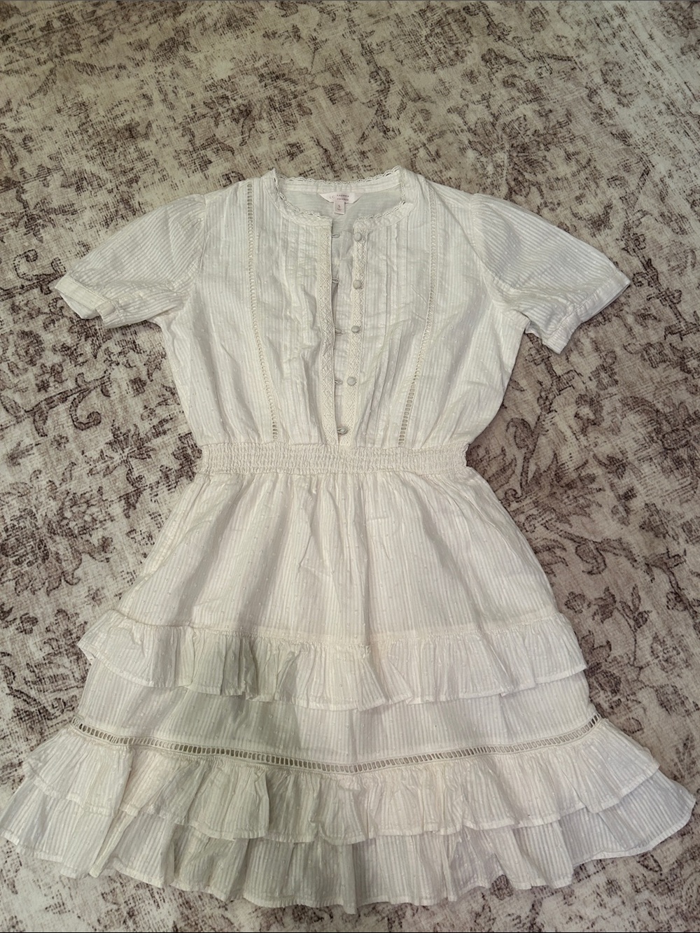 LC Lauren Conrad White Eyelet Button-Front Blouse